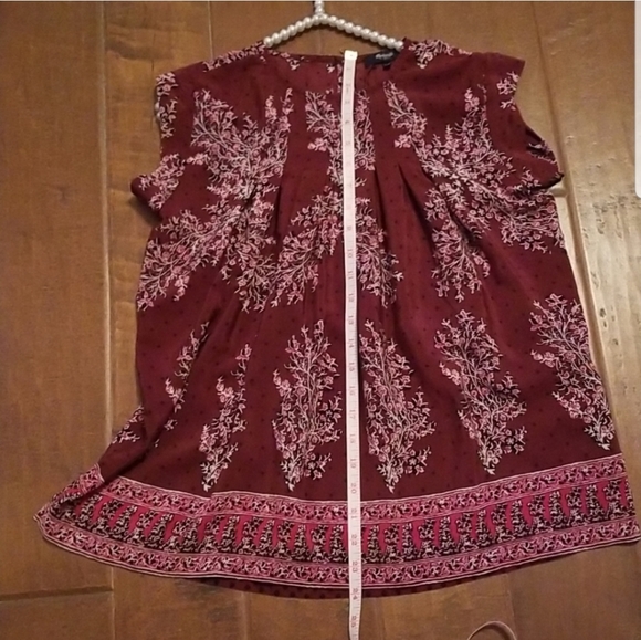 Madewell Womens Lassie Garden Cap Sleeve Burgandy Printed Shirt - Picture 6 of 7